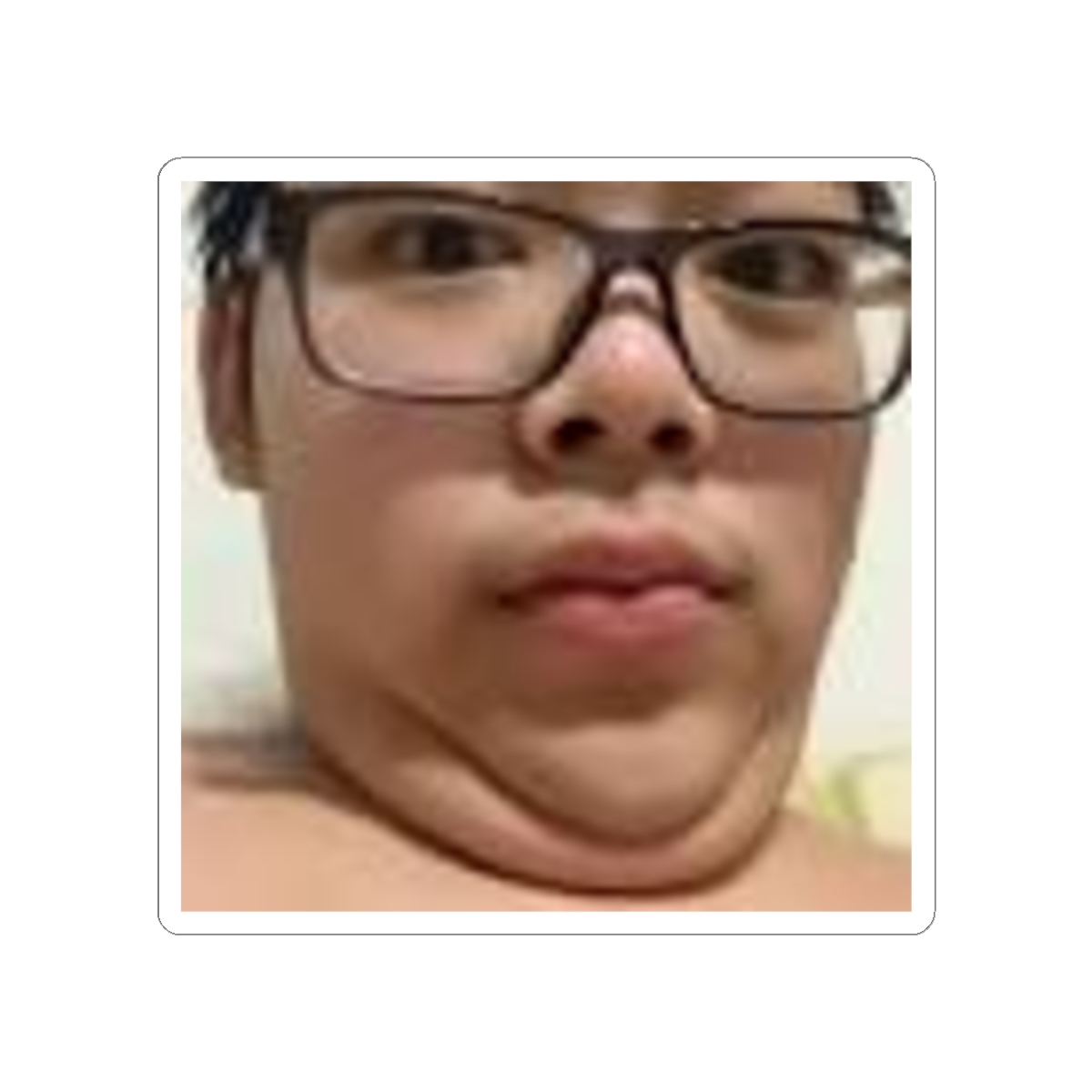 Funny Double Chin Face Sticker | Kiss-Cut Sticker, Laptop Decal | AsianJeff - alternate angle 1, merchandise